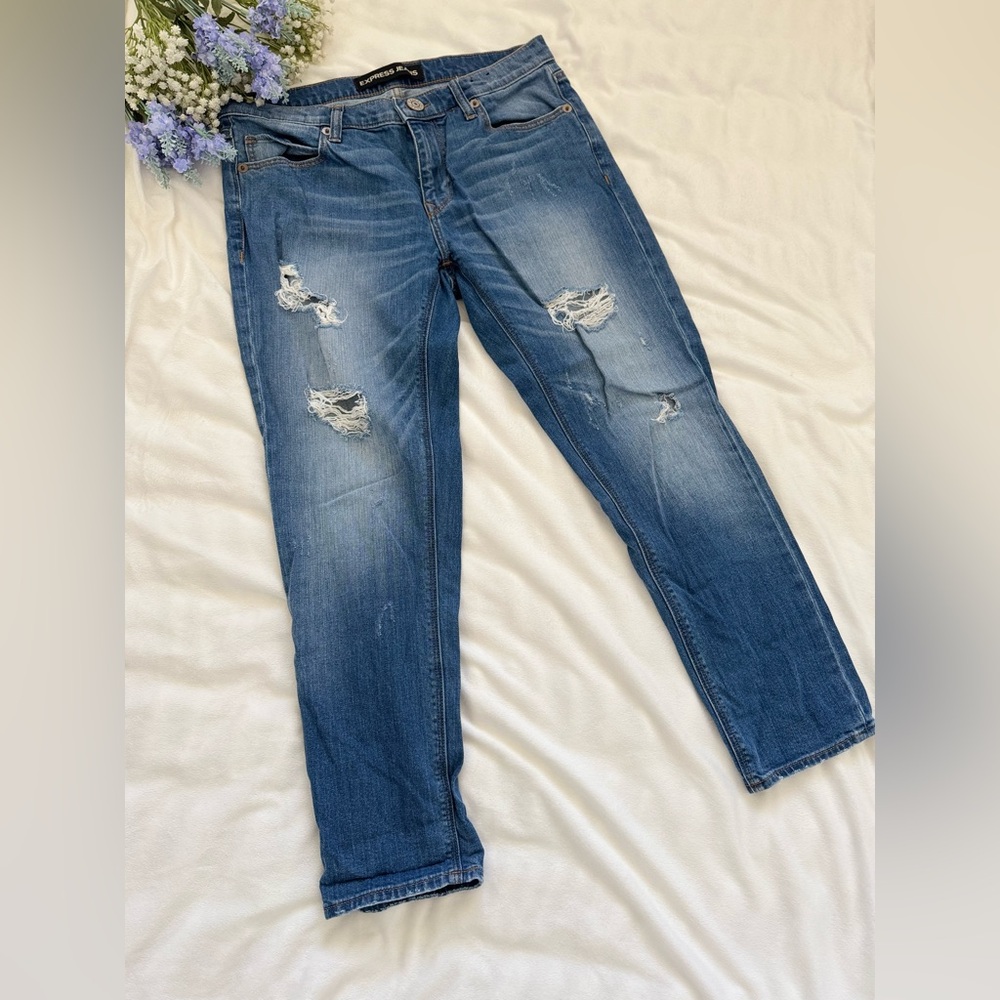 Express Distressed Girlfriend Jeans